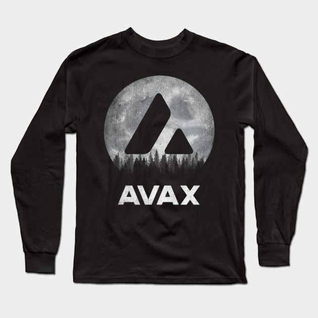 Vintage Avalanche AVAX Coin To The Moon Crypto Token Cryptocurrency Blockchain Wallet Birthday Gift For Men Women Kids Long Sleeve T-Shirt by Thingking About